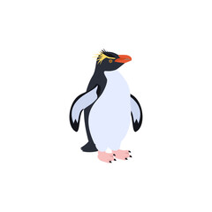 ミナミイワトビペンギン。フラットなベクターイラスト。
Southern rockhopper penguin. Flat vector illustration.