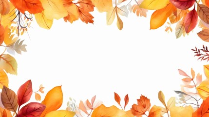 Autumn Watercolor Leaves Frame