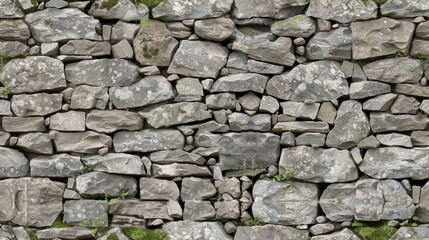 Obraz premium A textured stone wall made of various sizes of irregularly shaped rocks SEAMLESS PATTERN
