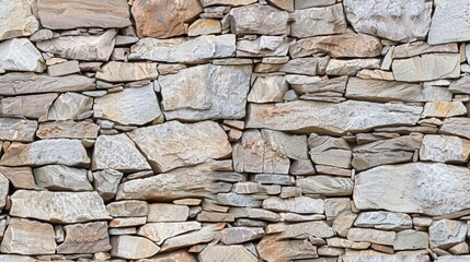 Fototapeta premium A textured stone wall made of various sizes of irregularly shaped rocks SEAMLESS PATTERN