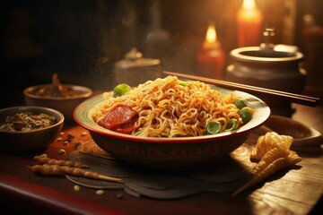 High Quality Tasty Composition Bowl of Noodles