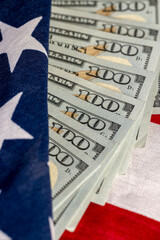 Obraz premium American dollars and the American flag