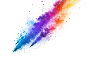 A meteor shower with colorful explosions on a white background