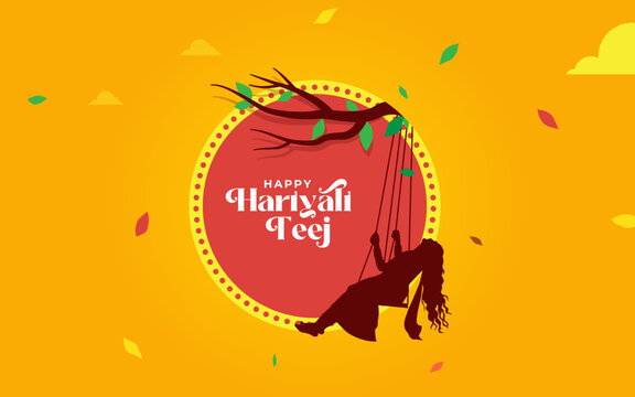 Happy Teej Festival Vector Background Illustration, Hariyali Teej means green Teej