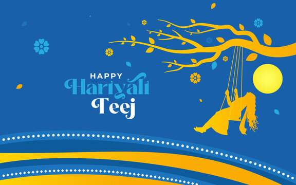 Happy Teej Festival Vector Background Illustration, Hariyali Teej means green Teej