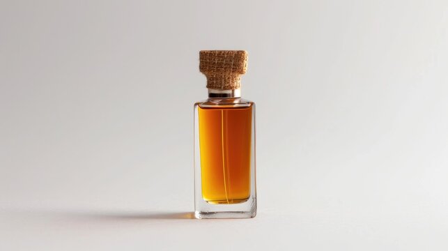 Bottle of attar perfume on white backdrop