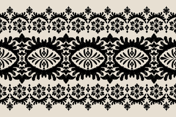 Motifs Ikat floral paisley embroidery background.geometric ethnic oriental pattern traditional.Aztec-style abstract. design for texture, fabric, clothing, wrapping, decoration