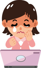 Confused businesswoman with laptop for design.