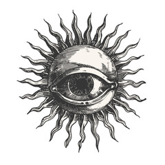 Esoteric eye, Vintage engraved illustration isolated on white © lynea