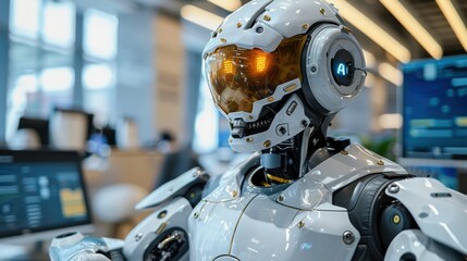 Fototapeta premium AI Customer Service: Efficient, reliable, 24/7 support enhancing customer experiences with instant solutions and personalized interactions. 