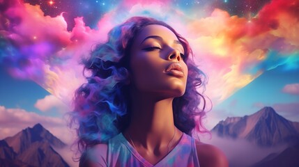 person in the clouds