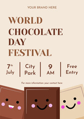 World Chocolate Day 7th July. Flyer, poster, brochure, email marketing design template.