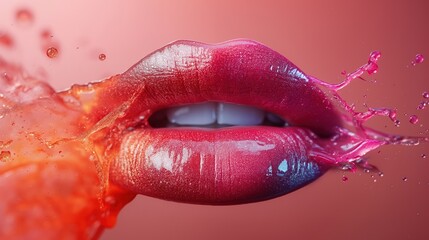 Fototapeta premium Glowing Lips with Splash Effect