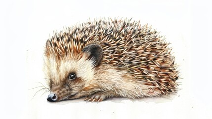 Watercolor Hedgehog on White Background