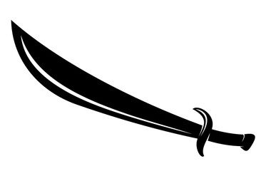 Vector silhouettes of flat-designed Arabian, pirate, and executioner swords isolated on a white background.