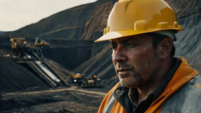 A mining engineer at a mine site, close up