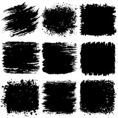 Description of image black brush strokes on a white background