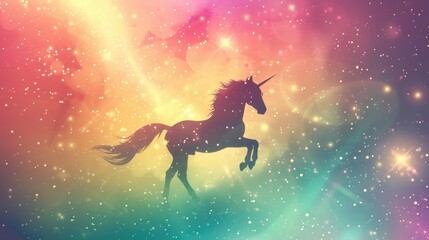 Obraz premium A majestic unicorn soars through the cloudy sky