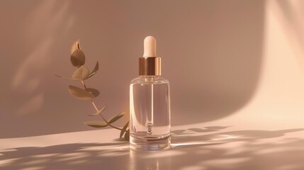 Hyaluronic serum in glass dropper bottle for skincare
