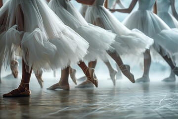 Generative AI picture of beautiful charming ballet dancer ballerina in stage ballroom gown