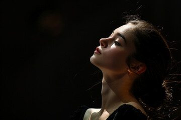 Generative AI picture of beautiful charming ballet dancer ballerina in stage ballroom gown