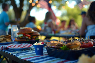 4th of July barbecue scene group of friends or family enjoying the food and company ai generated art