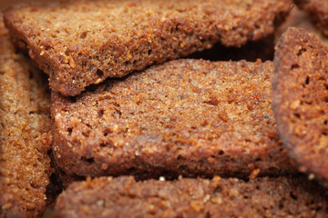 Fried bread crumbs close-up. Selective focus