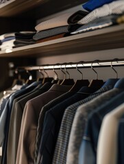 Clothing accessories, shirts, rack, organized, tidy