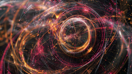 Fototapeta premium orange digital background for tech processes ,neural networks, artificial intelligence, data transfer, encryption and digital archives