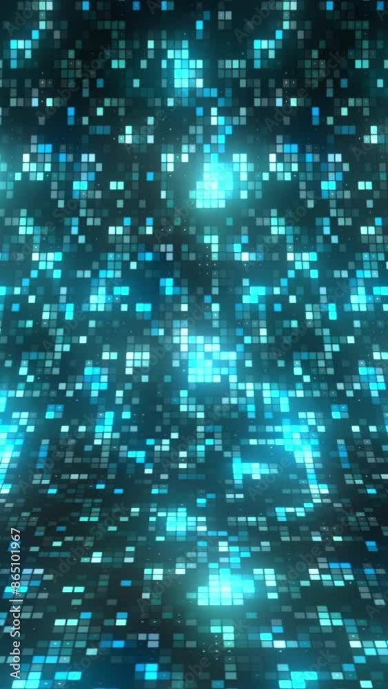 Poster moving 3d background with shiny squares. motion. beautiful background with shimmering disco-style pi