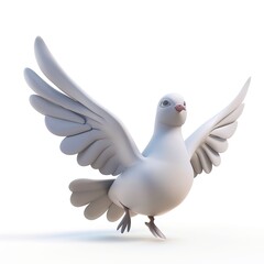 Dove 3D cartoon isolated whitebackground