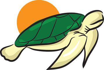 Illustration of a hand-drawn colored turtle icon