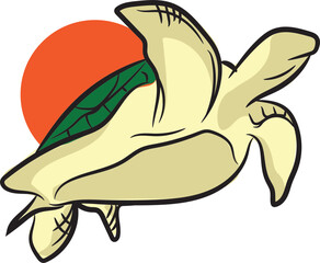 Illustration of a hand-drawn colored turtle icon