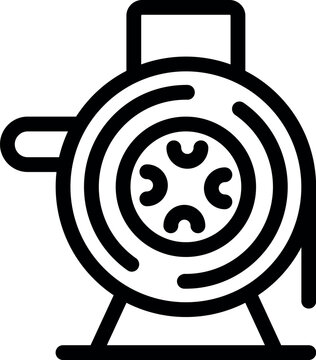 recommend clip art: Black outline icon of a garden water hose reel, perfect for websites and presentations