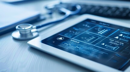 A close-up of a tablet displaying a medical app for scheduling appointments and managing health records, showcasing the convenience and accessibility of digital healthcare.