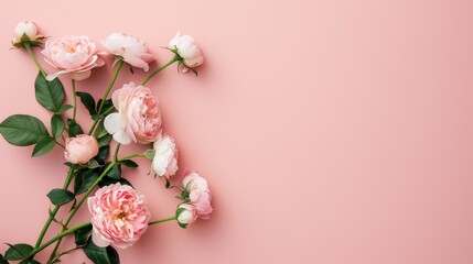 A minimalist concept featuring a brown color palette, with a lovely rose border enhancing the design. The image offers ample copy space for adding text or graphics.