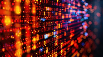 The glowing binary code