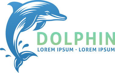 A dolphin jumping animal in a woodcut vintage icon mascot style