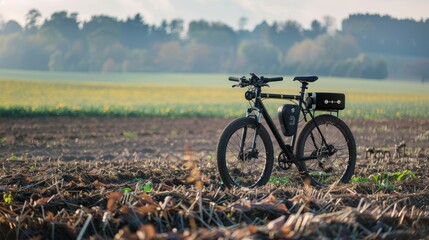 Fototapeta premium Smart Farming CuttingEdge SensorEquipped Bike Revolutionizes Field Monitoring and Data Collection