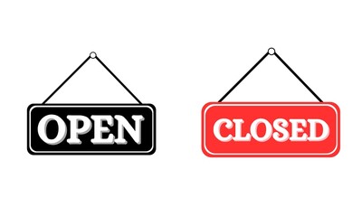 Signboard design open and closed door for shop, supermarket,cafe etc. Open Close Signboard Cafe Restaurant White Rectangle