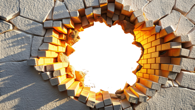 hole breaking through wall cut out