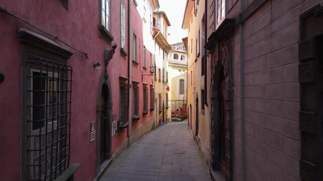 narrow street in the town of Barga, Tuscany