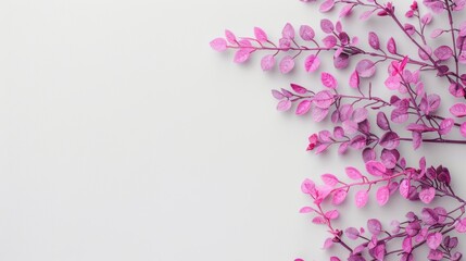 Fototapeta premium A minimalistic design featuring a purple foliage border with ample copy space, perfect for creating elegant and modern visuals.