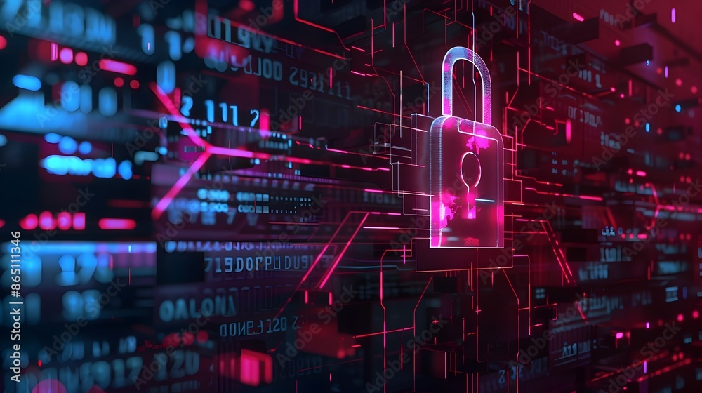 Fototapete Digital Data Encryption Decryption Process Cybersecurity Concept