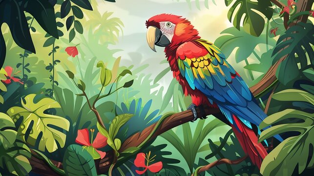 tropical parrot cartoon. 