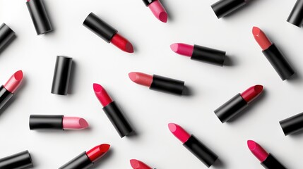 Obraz premium Isolated Lipsticks on White Background for Makeup Branding and Web Design