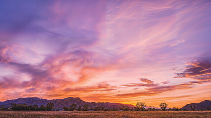 Obraz premium Majestic Mountain Sunset Sky View