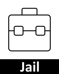 Jail icons set. Document, bat, star, tag, cell, TV, chart, badge, alarm, suitcase, grid. Line icons on beige background