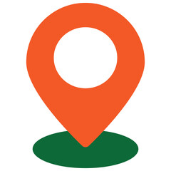 Orange-coloured Map pin with green shadow