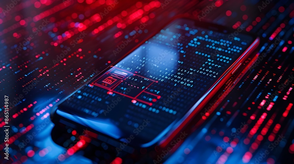 Poster encrypted message being decoded on smartphone screen
